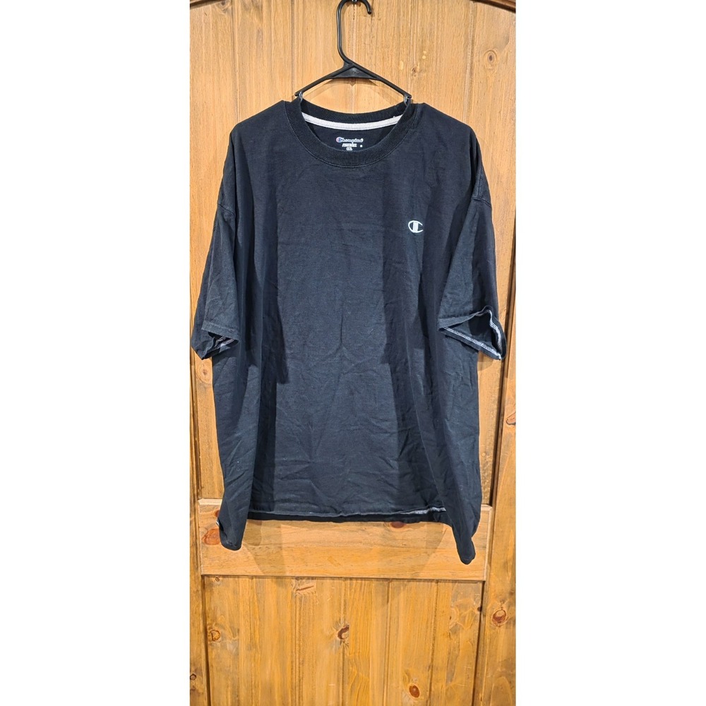 Champion Authentic T-Shirt Mens 3XL Black Knit Logo Short Sleeve Comfort Classic